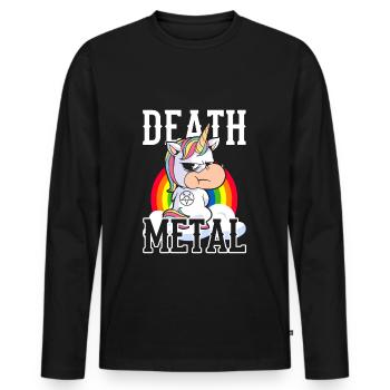 Unicorn Death Metal - Men's Premium Organic Long Sleeve Shirt - black - Front - Nico (187cm)