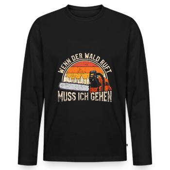 Wenn der Wald ruft muss ich gehen Förster - Männer Premium Bio Langarmshirt - Schwarz - Vorne - Nico (187cm)