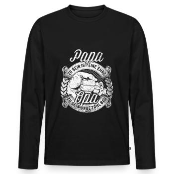 Papa zu sein ist eine Ehre Opa zu sein unbezahlbar - Männer Premium Bio Langarmshirt - Schwarz - Vorne - Nico (187cm)