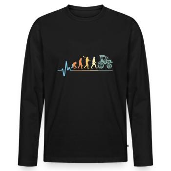 Traktor Herzschlag Vintage - Männer Premium Bio Langarmshirt - Schwarz - Vorne - Nico (187cm)