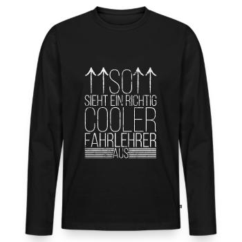 Coller Fahrleher - Fahrschule Geschenk - Männer Premium Bio Langarmshirt - Schwarz - Vorne - Nico (187cm)