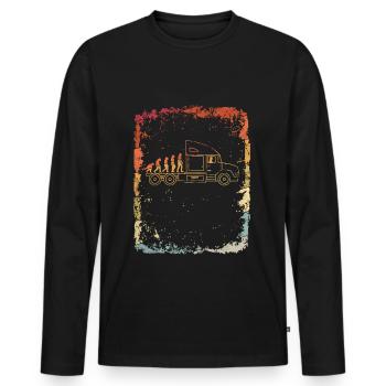 Truck Driver Evolution Truck Vintage Retro - Men's Premium Organic Long Sleeve Shirt - black - Front - Nico (187cm)