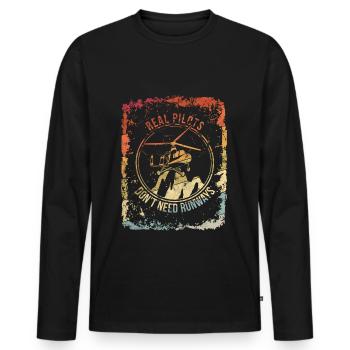 Helicopter Helicopter Pilot - Men's Premium Organic Long Sleeve Shirt - black - Front - Nico (187cm)