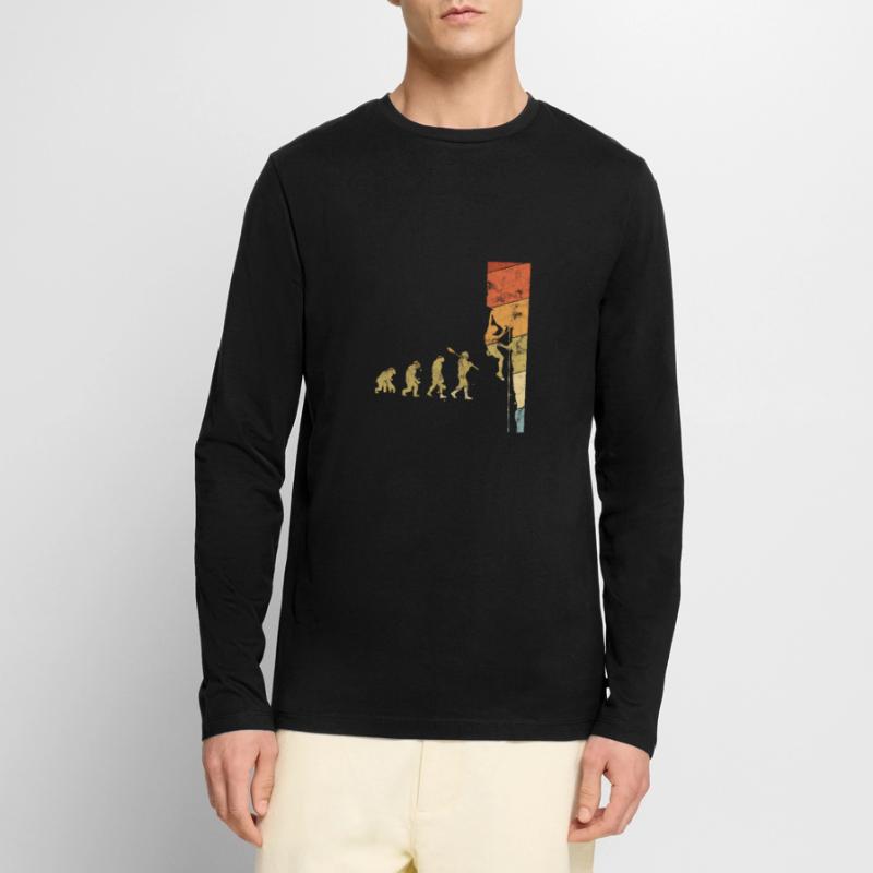 Climbing Evolution Gift Vinatge Retro Men's Premium Organic Long Sleeve Shirt