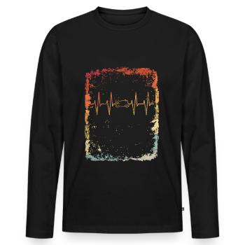 Heartbeat motorcycle biker motorcyclist gift - Men's Premium Organic Long Sleeve Shirt - black - Front - Nico (187cm)