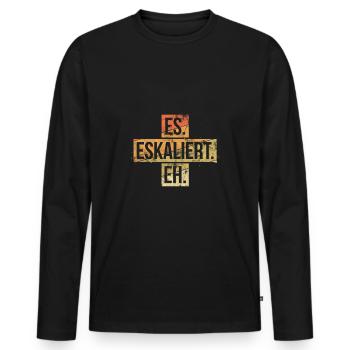 Es eskaliert eh Mallorca Sprüche Eskalation Feiern - Männer Premium Bio Langarmshirt - Schwarz - Vorne - Nico (187cm)