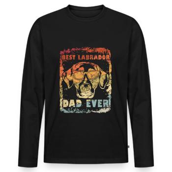 Vintage Best Labrador Dad Ever Geschenk Vatertag - Männer Premium Bio Langarmshirt - Schwarz - Vorne - Nico (187cm)