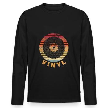 Vinyl Record Retro Vintage Record Player Ge - Men's Premium Organic Long Sleeve Shirt - black - Front - Nico (187cm)