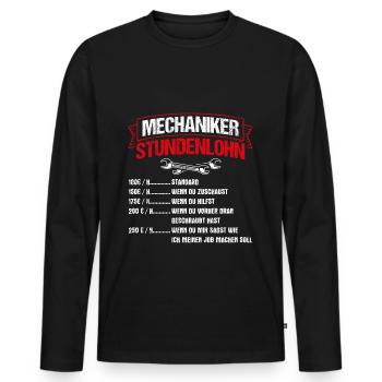 Auto KFZ Mechaniker Stundenlohn Geselle Meister Ge - Männer Premium Bio Langarmshirt - Schwarz - Vorne - Nico (187cm)