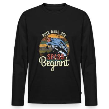 Rute Raus der Spass Beginnt Angeln - Männer Premium Bio Langarmshirt - Schwarz - Vorne - Nico (187cm)