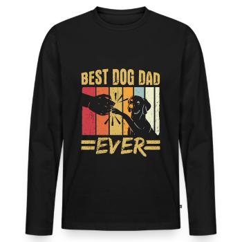 Best Dog Hunde Vater Papa Dad Ever Geschenk Retro - Männer Premium Bio Langarmshirt - Schwarz - Vorne - Nico (187cm)
