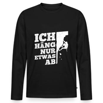 Bouldern und Klettern Geschenk - Männer Premium Bio Langarmshirt - Schwarz - Vorne - Nico (187cm)