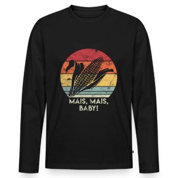 Vintage Retro Mais Mais Baby Geschenk für Framer - Männer Premium Bio Langarmshirt - Schwarz - Vorne - Nico (187cm)