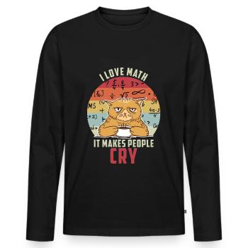 J'aime les maths, ça fait pleurer les gens - T-shirt manches longues Premium bio Homme - noir - Devant - Nico (187cm)