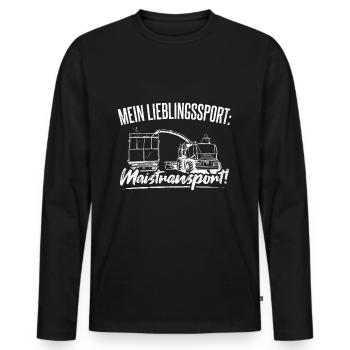 Mais häckseln Maistransport Landwirt Bauer Geschen - Männer Premium Bio Langarmshirt - Schwarz - Vorne - Nico (187cm)