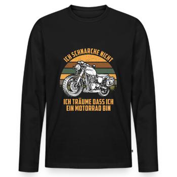 Ich schnarche nicht - Motorrad Vintage Retro Spruc - Männer Premium Bio Langarmshirt - Schwarz - Vorne - Nico (187cm)