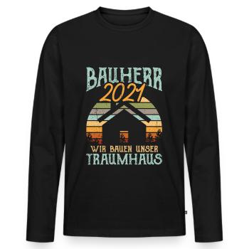 Bauherr 2021 Hausbau Häuslebauer Geschenkidee - Männer Premium Bio Langarmshirt - Schwarz - Vorne - Nico (187cm)
