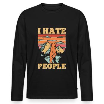 I Hate People Je haine les gens Cadeau Nature Ge - T-shirt manches longues Premium bio Homme - noir - Devant - Nico (187cm)