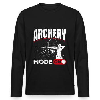 Archery Mode Bogenschütze Bogenschießen Schießspor - Männer Premium Bio Langarmshirt - Schwarz - Vorne - Nico (187cm)