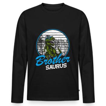 Bruder-Saurus T Rex Dinosaurier Bruder Saurus Jung - Männer Premium Bio Langarmshirt - Schwarz - Vorne - Nico (187cm)