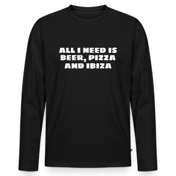 All I Need Is Beer Pizza And Ibiza - Men's Premium Organic Long Sleeve Shirt - black - Front - Nico (187cm)