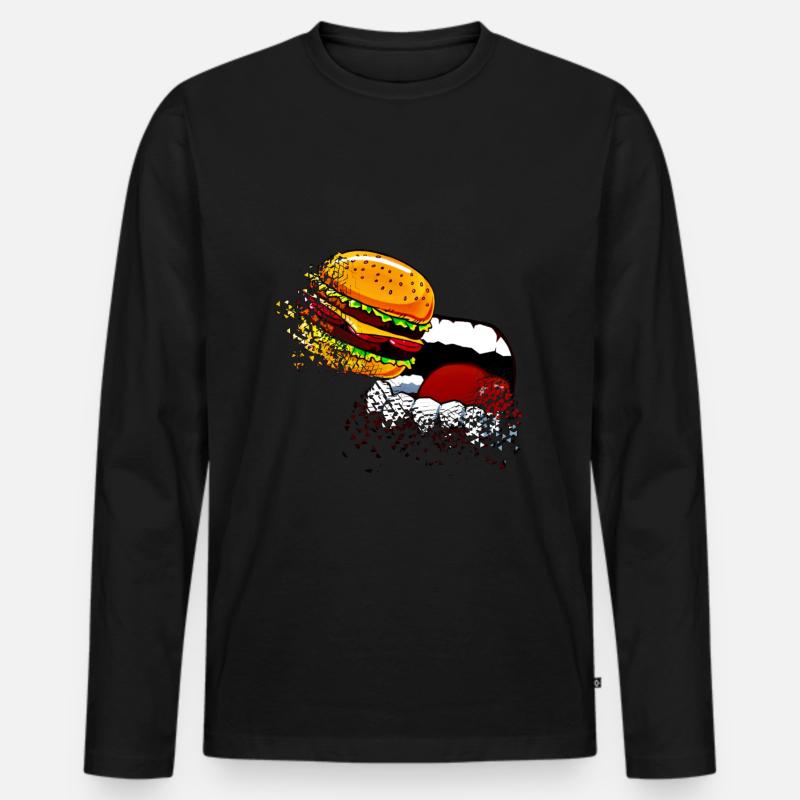Burger - Männer Premium Bio Langarmshirt - Schwarz
