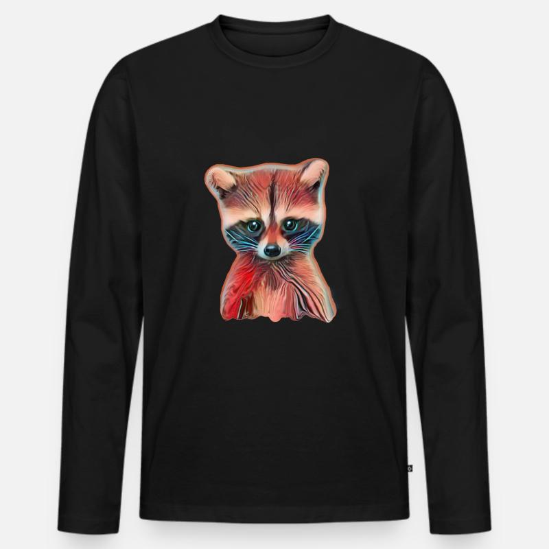 Waschbär - Männer Premium Bio Langarmshirt - Schwarz