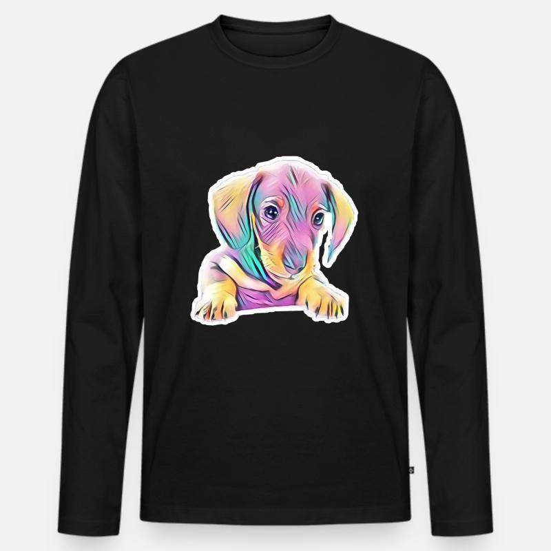 Dackel - Männer Premium Bio Langarmshirt - Schwarz