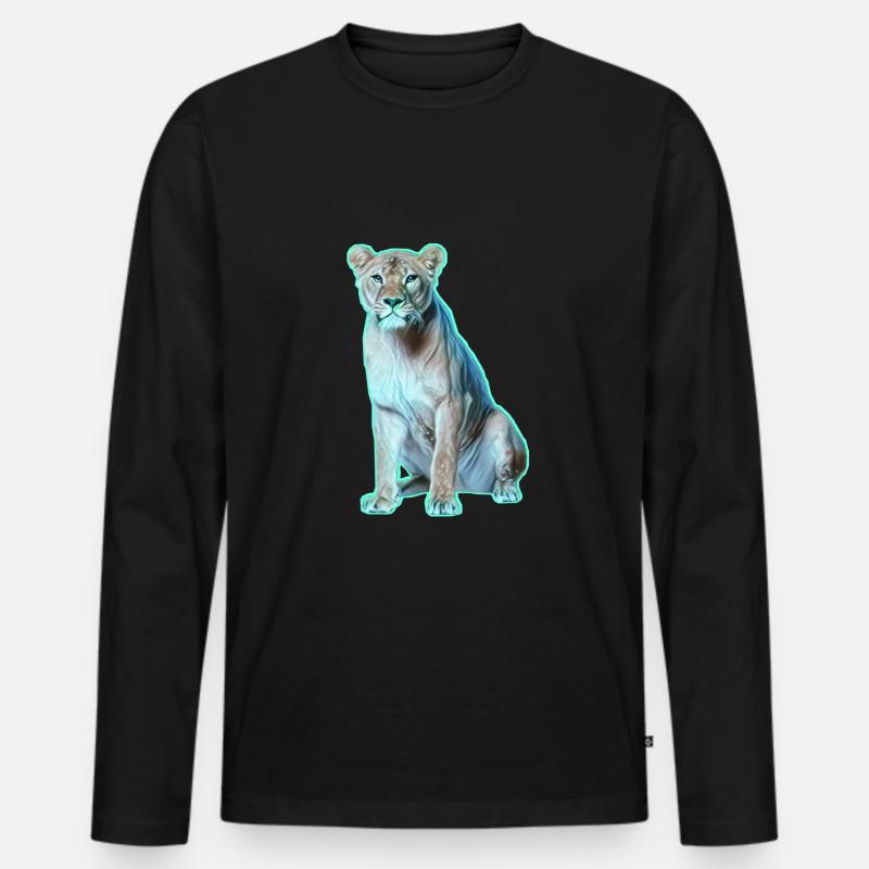 Löwe - Männer Premium Bio Langarmshirt - Schwarz