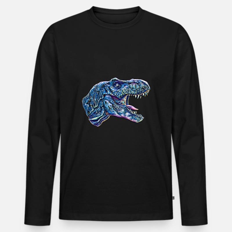 T-Rex - Männer Premium Bio Langarmshirt - Schwarz