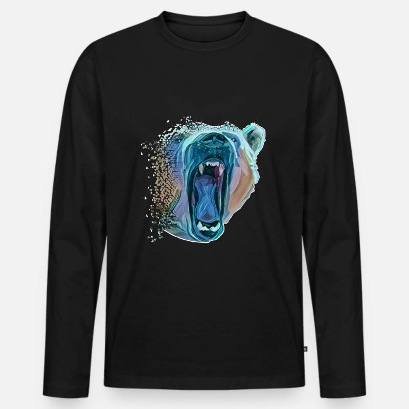 Eisbär - Männer Premium Bio Langarmshirt - Schwarz