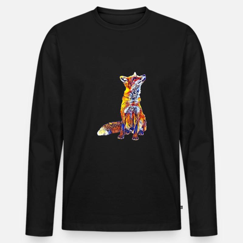 Fuchs - Männer Premium Bio Langarmshirt - Schwarz
