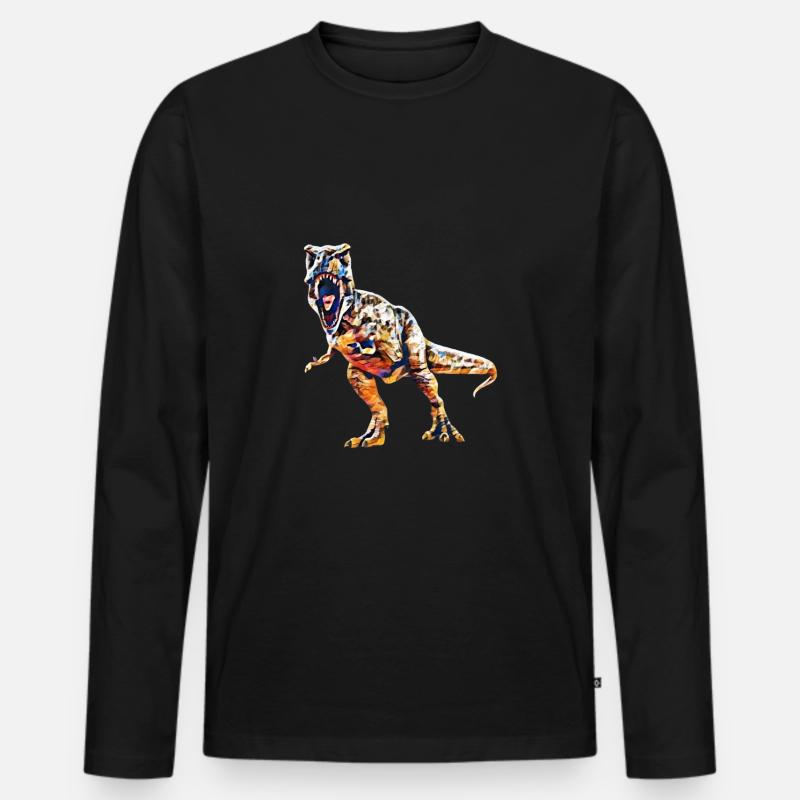 T-Rex - Männer Premium Bio Langarmshirt - Schwarz