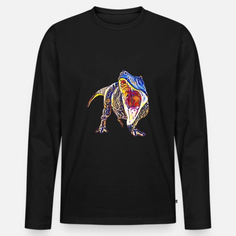 T-Rex - Männer Premium Bio Langarmshirt - Schwarz