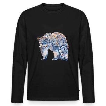Bär - Männer Premium Bio Langarmshirt - Schwarz - Vorne - Nico (187cm)