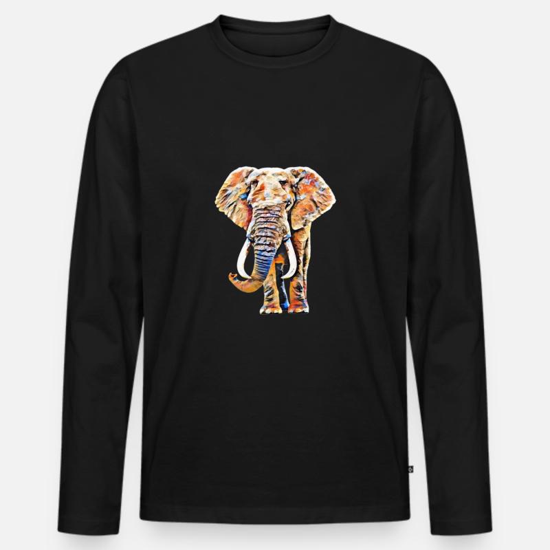 Elefanten - Männer Premium Bio Langarmshirt - Schwarz