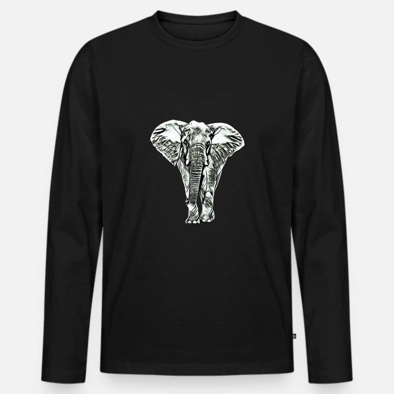 Elefant - Männer Premium Bio Langarmshirt - Schwarz