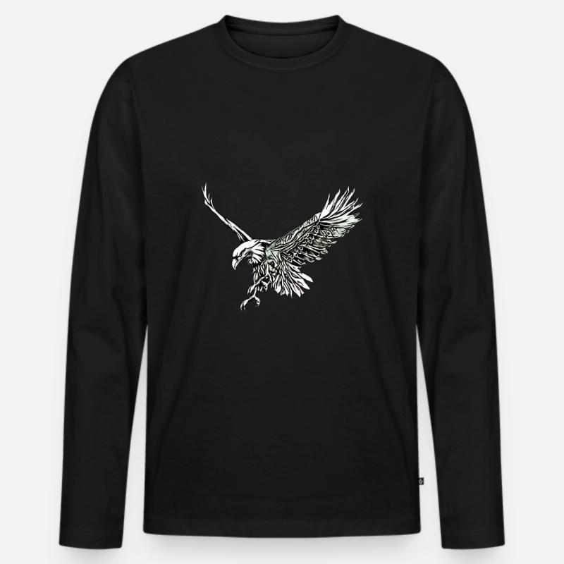 Adler - Männer Premium Bio Langarmshirt - Schwarz