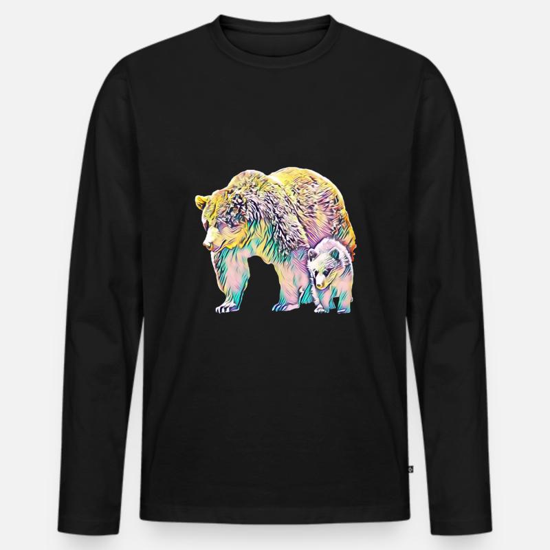 Bären - Männer Premium Bio Langarmshirt - Schwarz