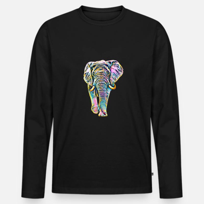 Elefant - Männer Premium Bio Langarmshirt - Schwarz