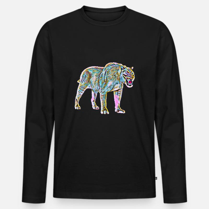 Säbelzahntiger - Männer Premium Bio Langarmshirt - Schwarz