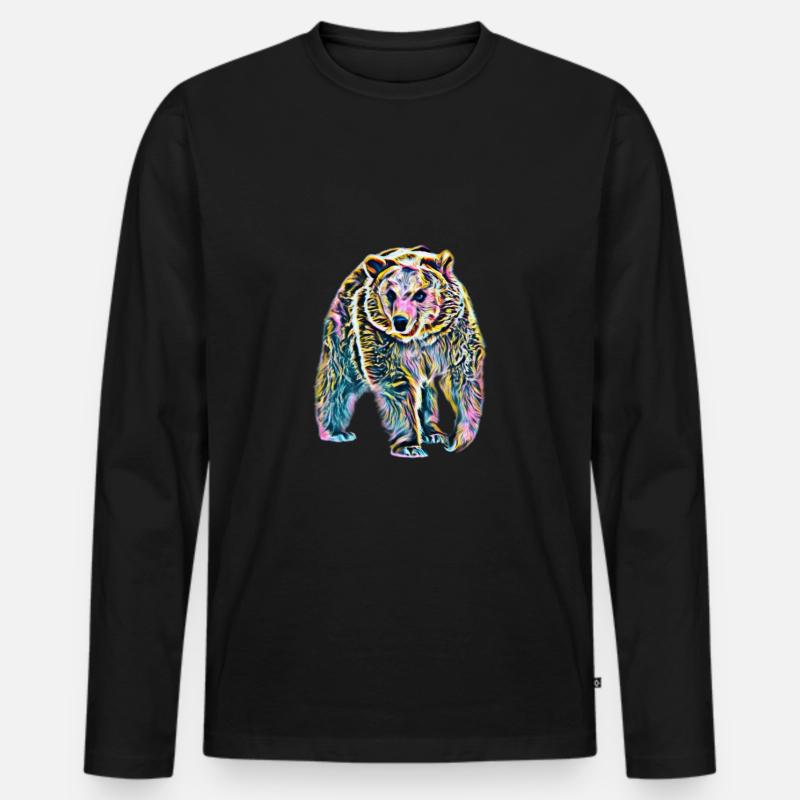 Grizzly - Männer Premium Bio Langarmshirt - Schwarz