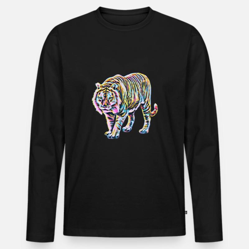 Tiger - Männer Premium Bio Langarmshirt - Schwarz