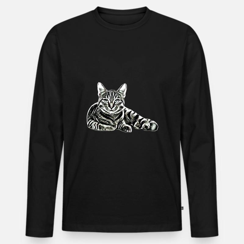 Katze - Männer Premium Bio Langarmshirt - Schwarz