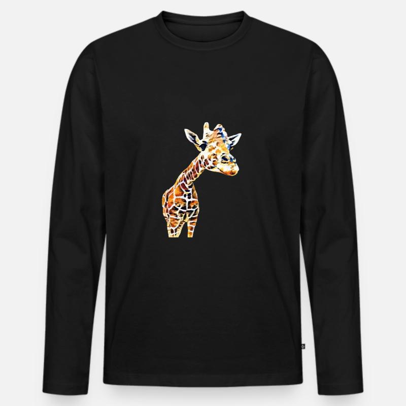 Giraffe - Männer Premium Bio Langarmshirt - Schwarz