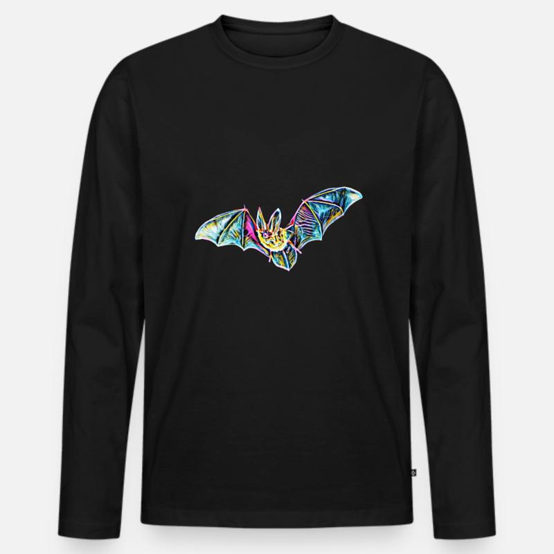 Fledermaus - Männer Premium Bio Langarmshirt - Schwarz