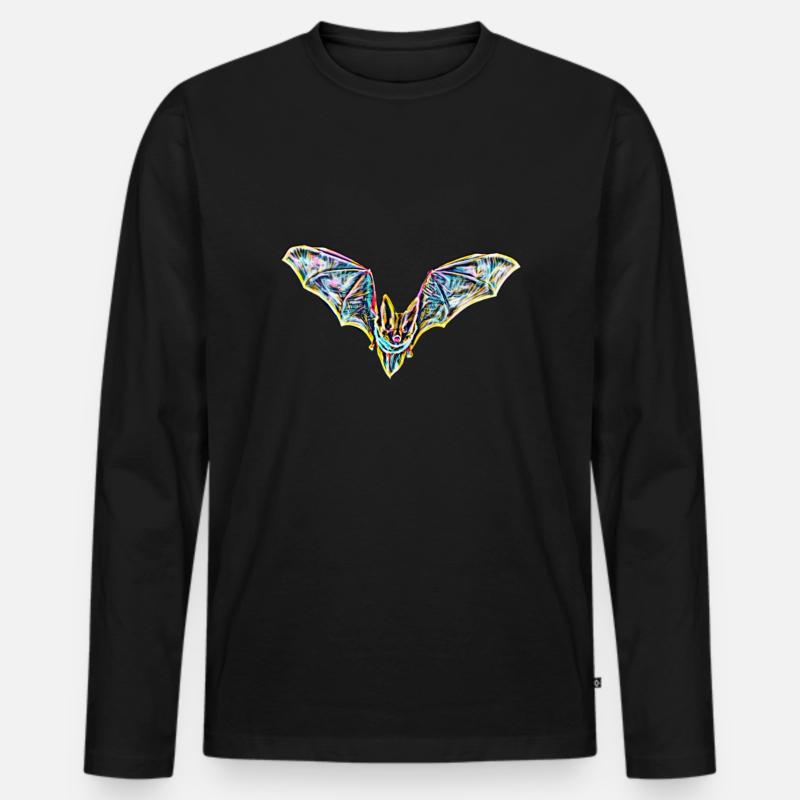 Fledermaus - Männer Premium Bio Langarmshirt - Schwarz