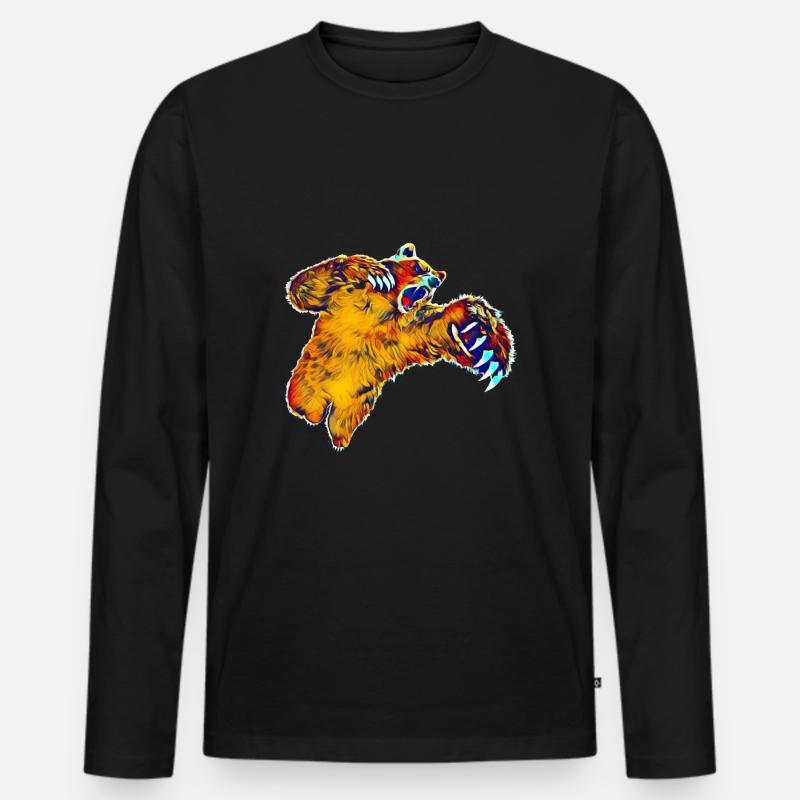Grizzly - Männer Premium Bio Langarmshirt - Schwarz