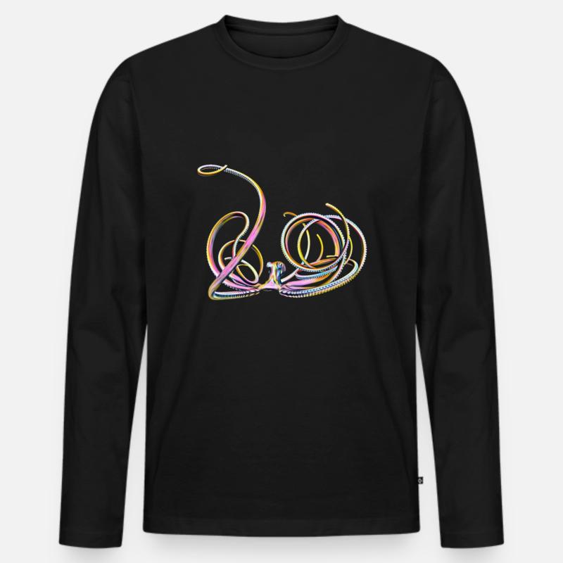 Octopus - Männer Premium Bio Langarmshirt - Schwarz