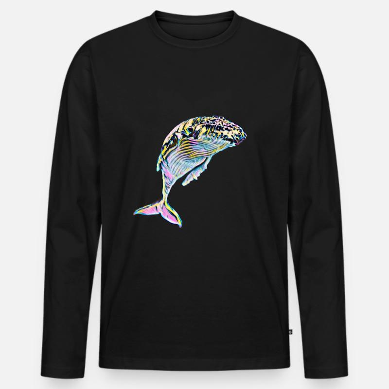 Wal - Männer Premium Bio Langarmshirt - Schwarz